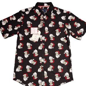Rugby University Santa Claus Button Down Men Shirt Size Medium